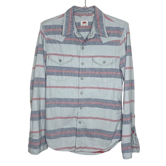 Outerknown Other - Levi's Striped Blue OUTERKNOWN WellThread Button Down Shirt Western Cotton Small